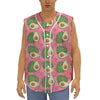 Pink Palm Leaf Avocado Print Sleeveless Baseball Jersey