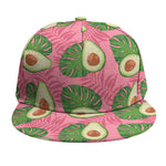 Pink Palm Leaf Avocado Print Snapback Cap