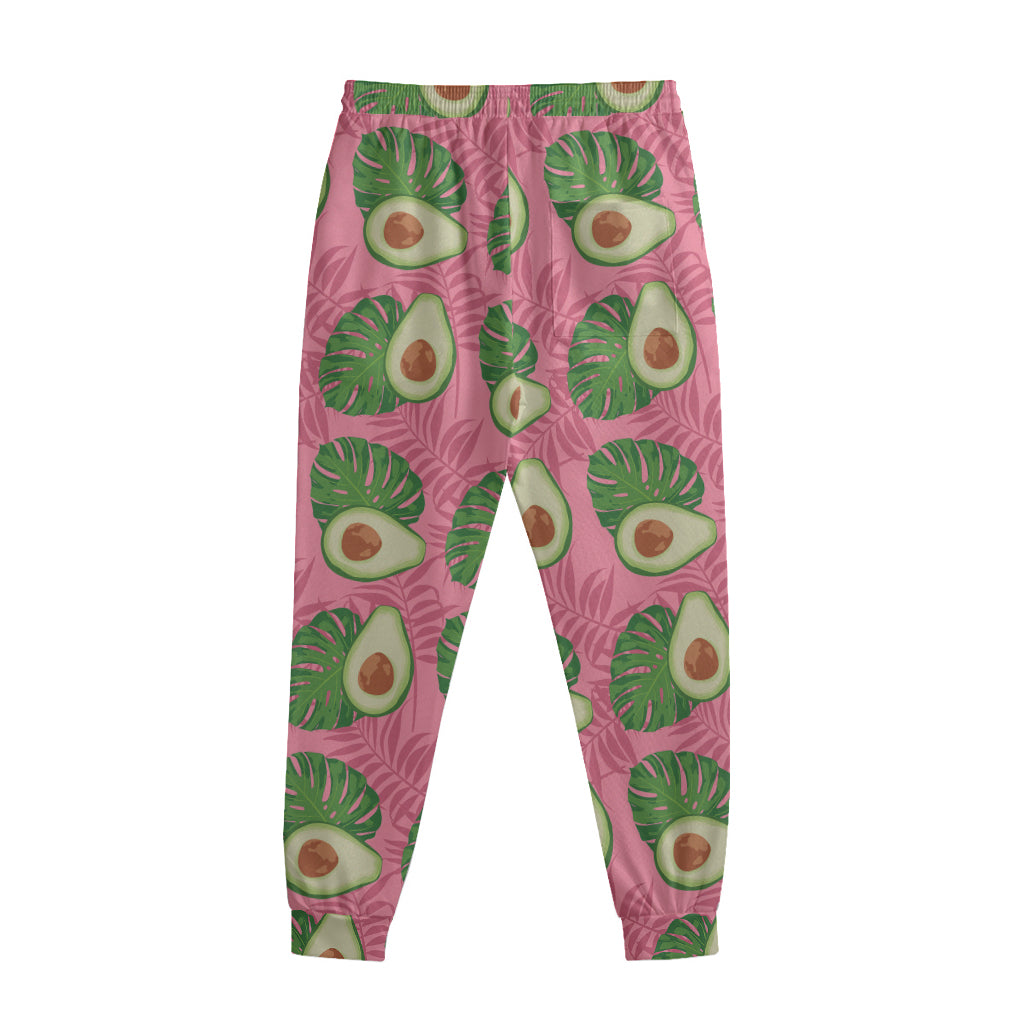 Pink Palm Leaf Avocado Print Sweatpants