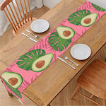 Pink Palm Leaf Avocado Print Table Runner