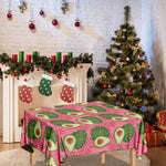 Pink Palm Leaf Avocado Print Tablecloth