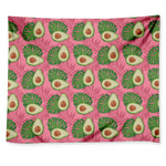 Pink Palm Leaf Avocado Print Tapestry