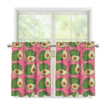 Pink Palm Leaf Avocado Print Tier Curtains
