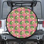 Pink Palm Leaf Avocado Print Tire Cover
