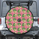 Pink Palm Leaf Avocado Print Tire Cover With Camera Hole