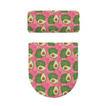 Pink Palm Leaf Avocado Print Toilet Lid And Tank Cover Set