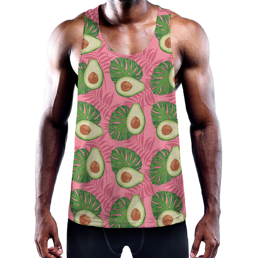 Pink Palm Leaf Avocado Print Training Tank Top