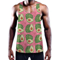Pink Palm Leaf Avocado Print Men's Workout Tank Top