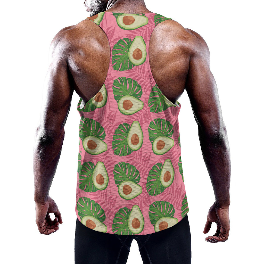 Pink Palm Leaf Avocado Print Training Tank Top