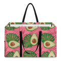 Pink Palm Leaf Avocado Print Utility Tote Bag