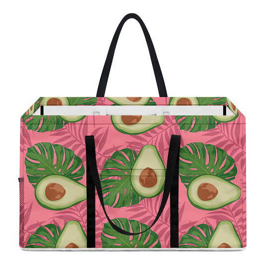Pink Palm Leaf Avocado Print Utility Tote Bag