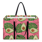 Pink Palm Leaf Avocado Print Utility Tote Bag