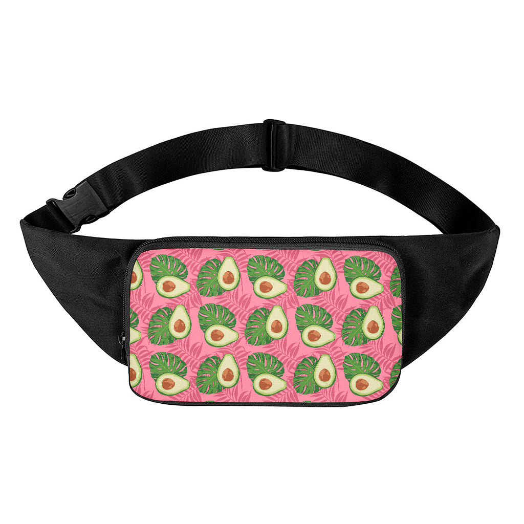 Pink Palm Leaf Avocado Print Waist Bag