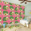 Pink Palm Leaf Avocado Print Wall Sticker