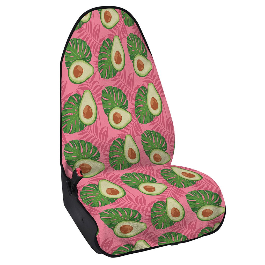 Pink Palm Leaf Avocado Print Waterproof Car Seat Cover