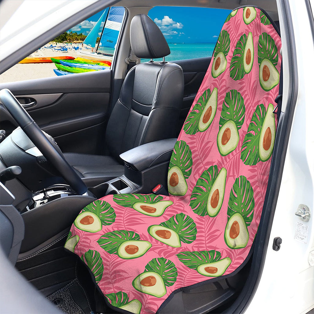 Pink Palm Leaf Avocado Print Waterproof Car Seat Cover