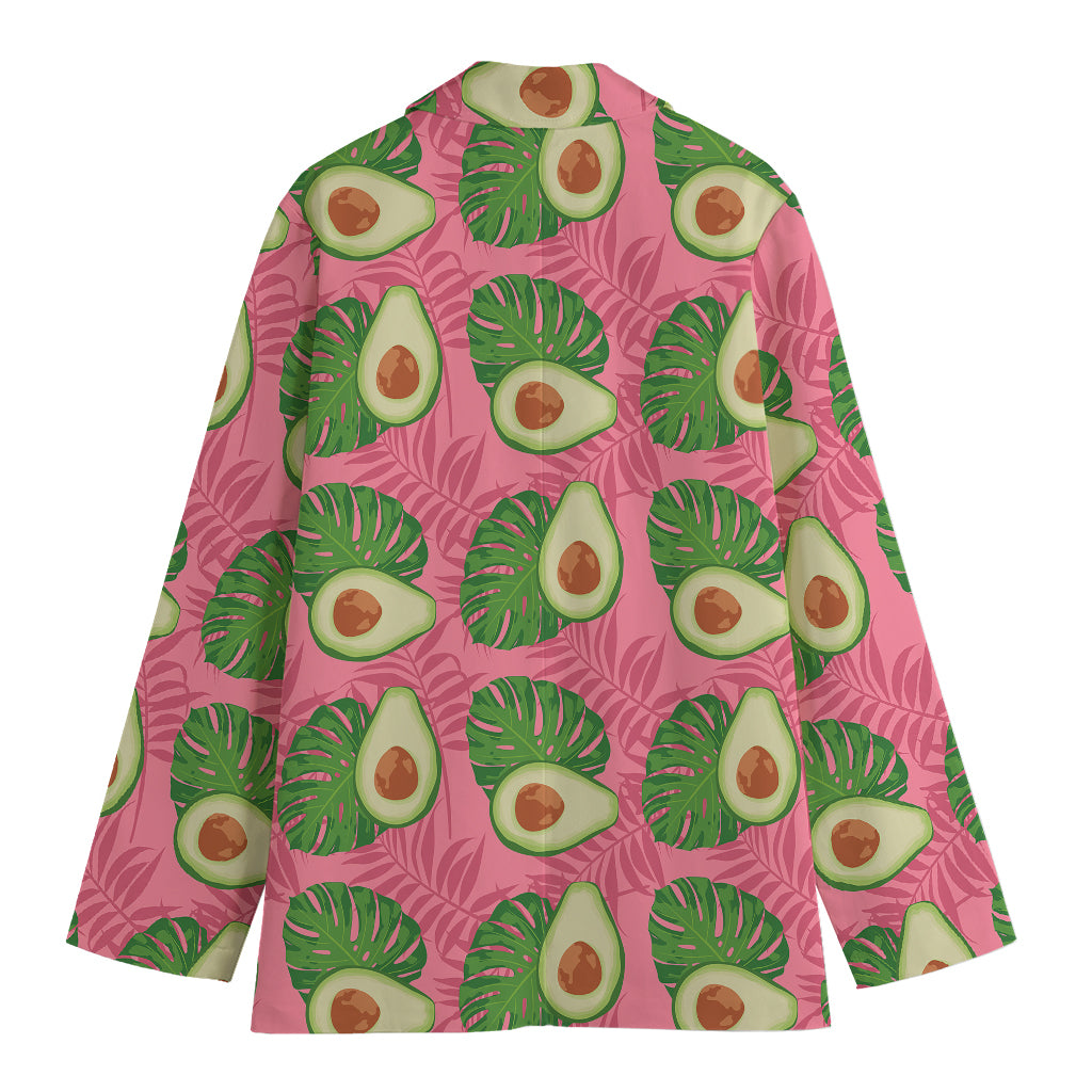 Pink Palm Leaf Avocado Print Women's Blazer