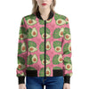 Pink Palm Leaf Avocado Print Women's Bomber Jacket