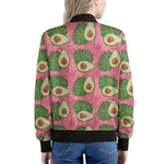 Pink Palm Leaf Avocado Print Women's Bomber Jacket