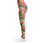 Pink Palm Leaf Avocado Print Women's Leggings