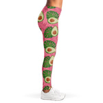 Pink Palm Leaf Avocado Print Women's Leggings