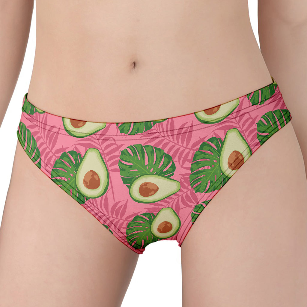 Pink Palm Leaf Avocado Print Women's Panties