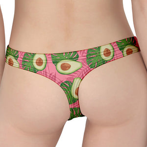 Pink Palm Leaf Avocado Print Women's Thong