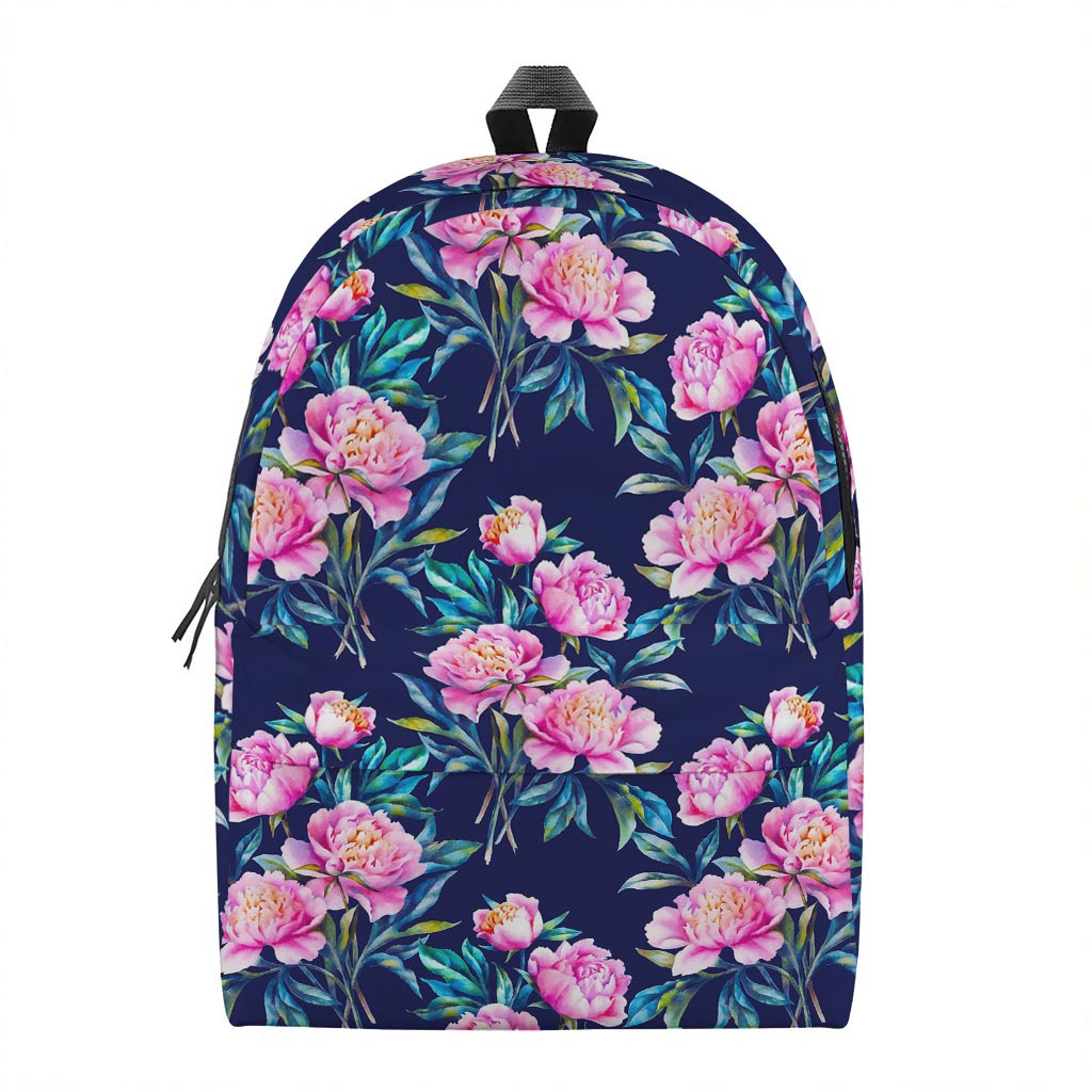 Pink Peony Floral Flower Pattern Print Backpack