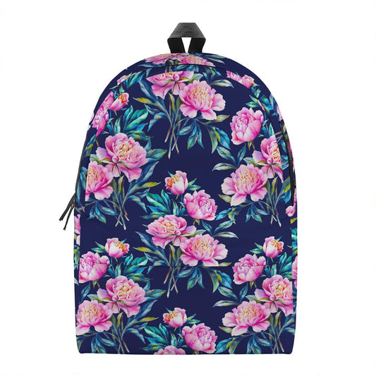 Pink Peony Floral Flower Pattern Print Backpack