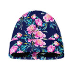 Pink Peony Floral Flower Pattern Print Beanie