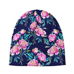 Pink Peony Floral Flower Pattern Print Beanie