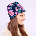 Pink Peony Floral Flower Pattern Print Beanie