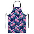 Pink Peony Floral Flower Pattern Print Bib Apron With Pocket