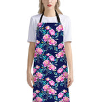 Pink Peony Floral Flower Pattern Print Bib Apron With Pocket
