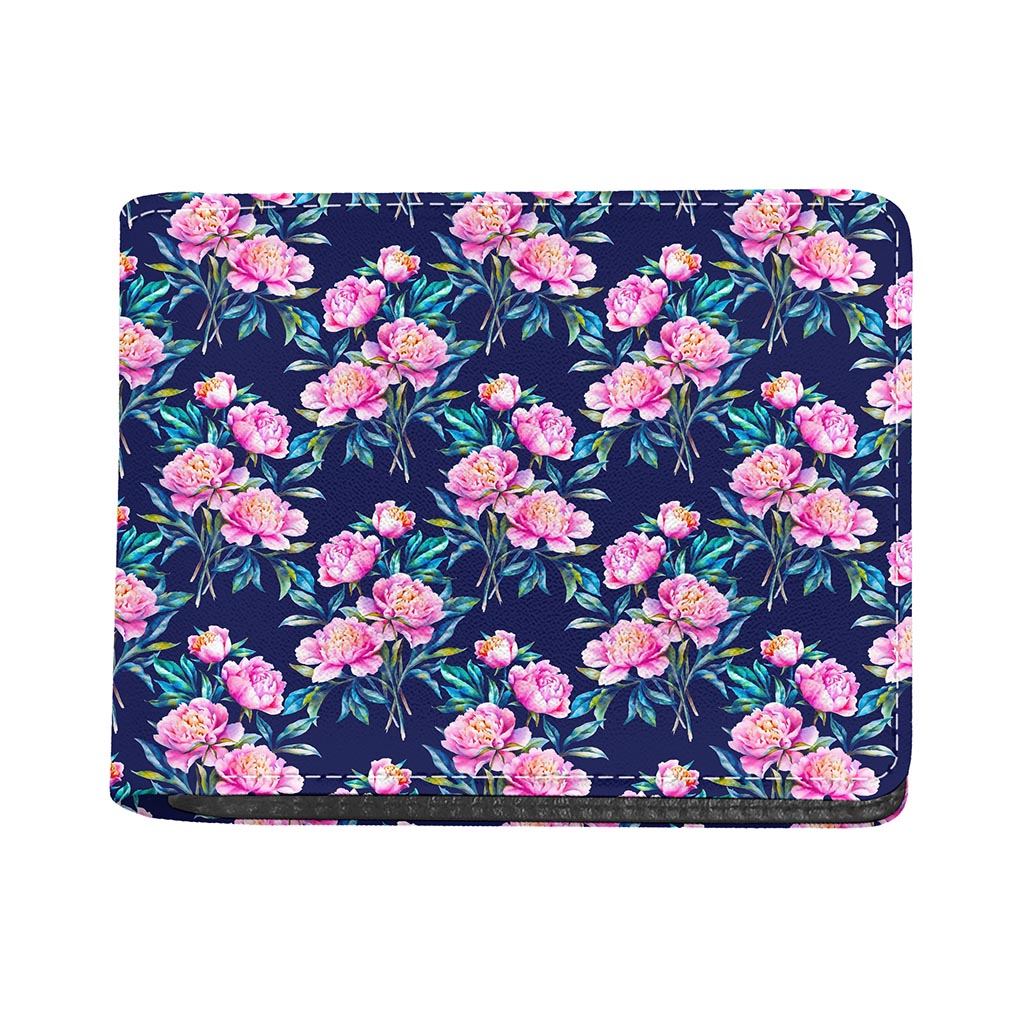 Pink Peony Floral Flower Pattern Print Bifold Wallet