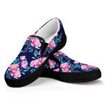 Pink Peony Floral Flower Pattern Print Black Slip On Sneakers