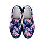Pink Peony Floral Flower Pattern Print Black Slip On Sneakers