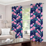 Pink Peony Floral Flower Pattern Print Blackout Grommet Curtains