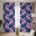 Pink Peony Floral Flower Pattern Print Blackout Pencil Pleat Curtains