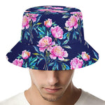 Pink Peony Floral Flower Pattern Print Bucket Hat