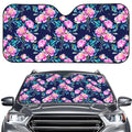 Pink Peony Floral Flower Pattern Print Car Windshield Sun Shade