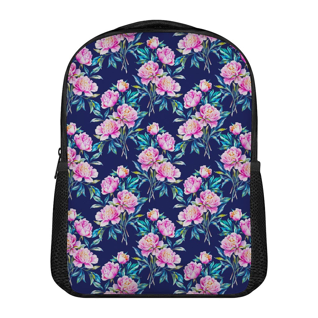 Pink Peony Floral Flower Pattern Print Casual Backpack