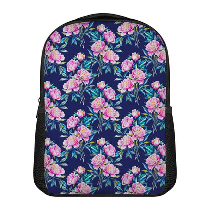 Pink Peony Floral Flower Pattern Print Casual Backpack