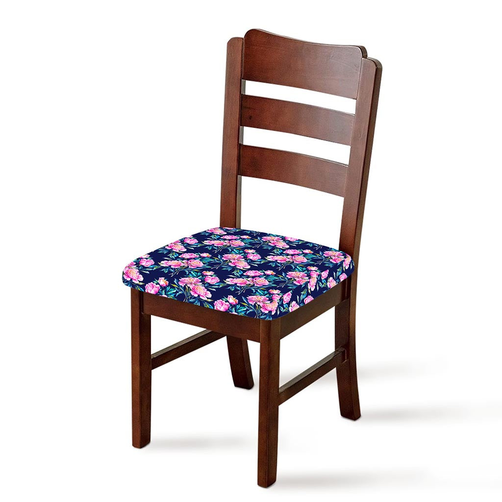Pink Peony Floral Flower Pattern Print Chair Cushion Cover