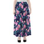 Pink Peony Floral Flower Pattern Print Chiffon Maxi Skirt