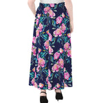 Pink Peony Floral Flower Pattern Print Chiffon Maxi Skirt