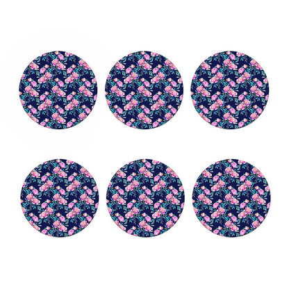 Pink Peony Floral Flower Pattern Print Coaster Set