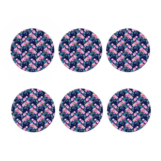 Pink Peony Floral Flower Pattern Print Coaster Set