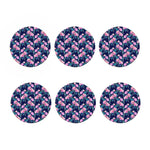 Pink Peony Floral Flower Pattern Print Coaster Set