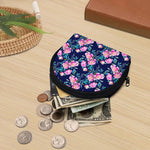 Pink Peony Floral Flower Pattern Print Coin Purse
